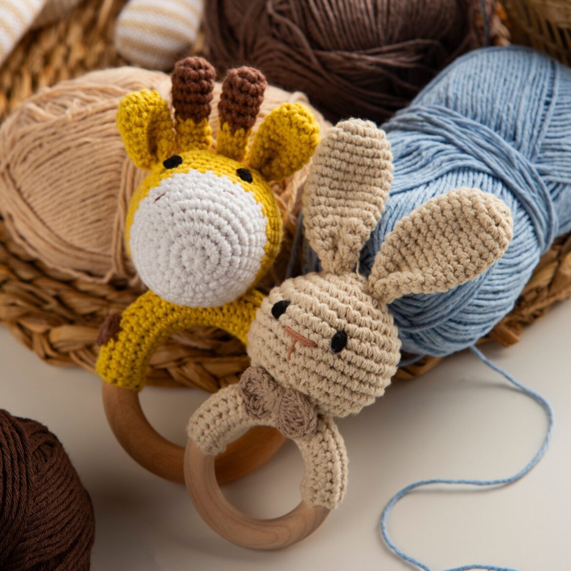Top view crochet plush still life (6)