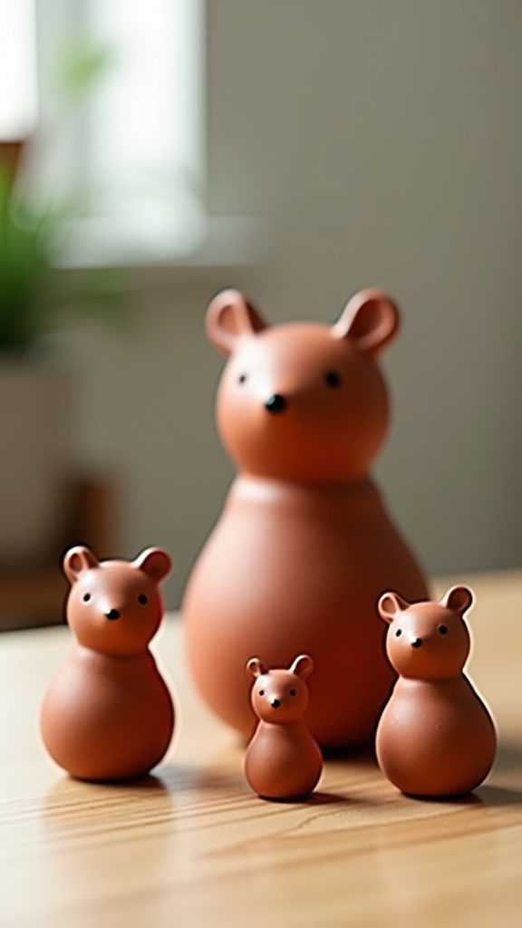 colorful clay animal statues
