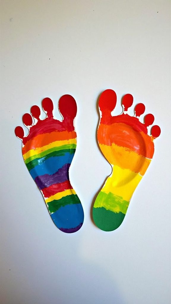 colorful footprint art project