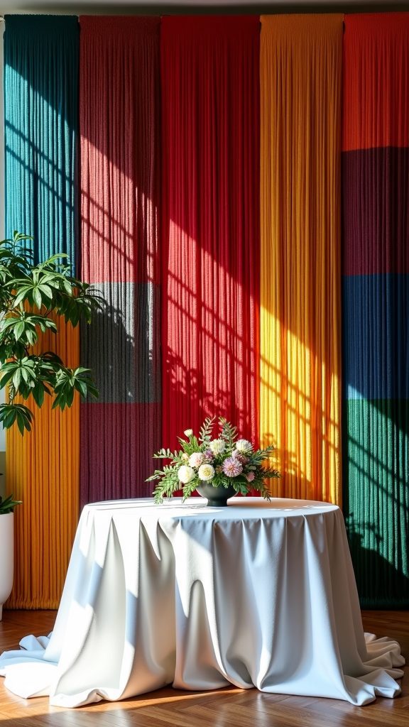 colorful yarn table decor