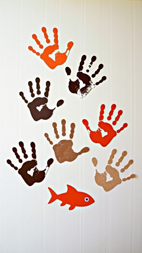 creative handprint animal art