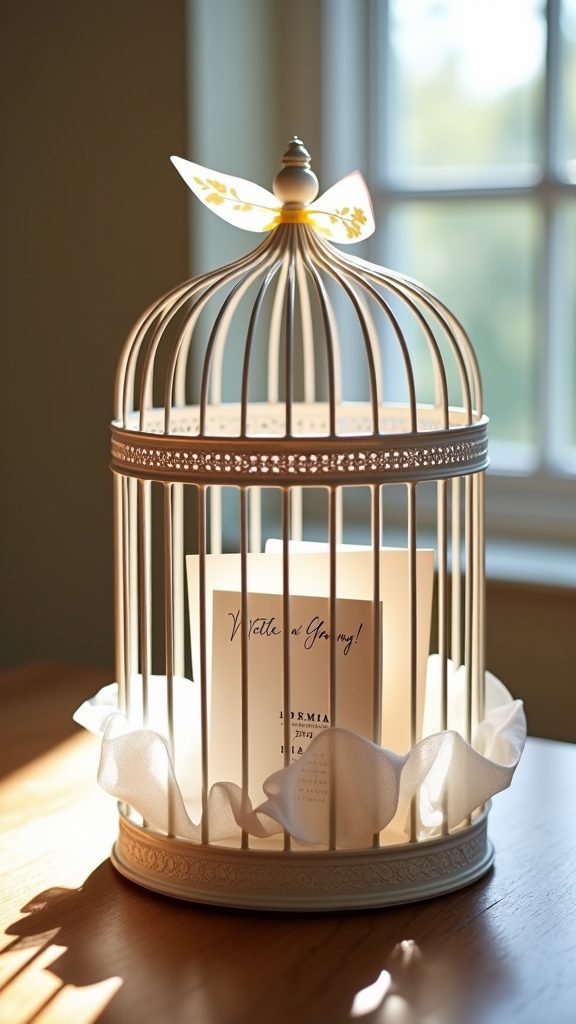elegant birdcage card holder