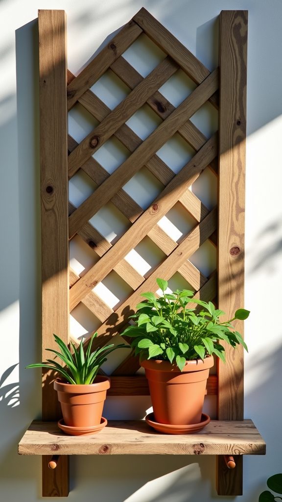 garden shelf with trellis