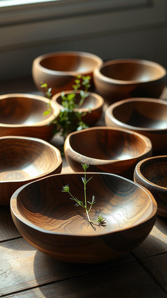 handcrafted wooden decorative bowls