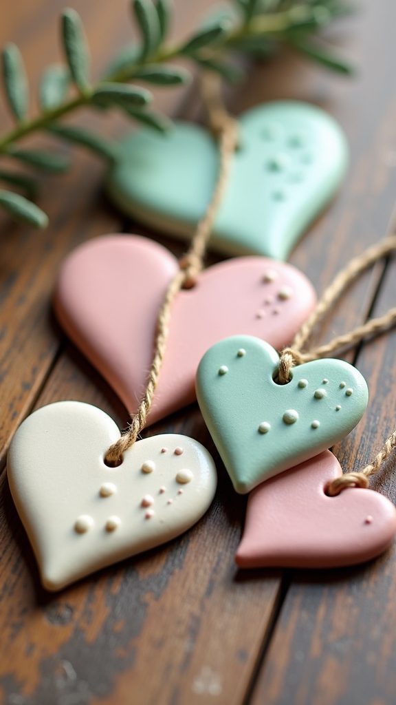 handmade clay heart tags