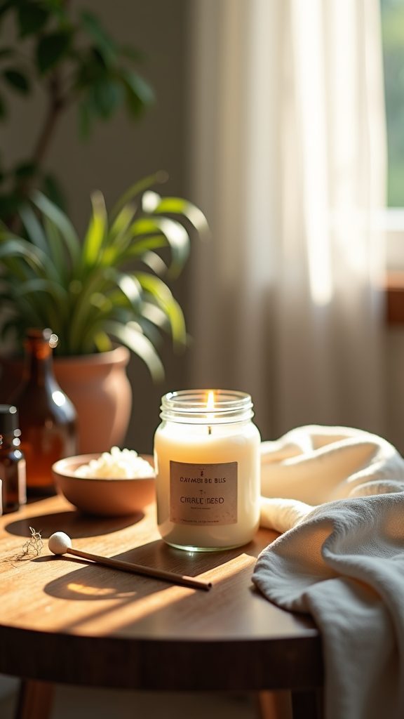 homemade aromatic candle creation