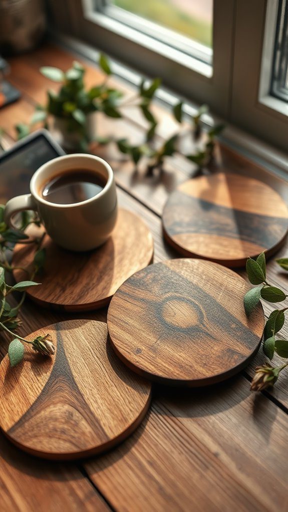 natural wood drink holders