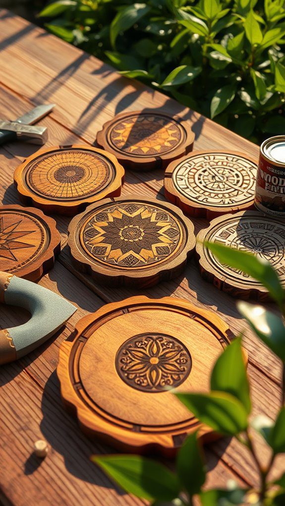 natural wood drink holders