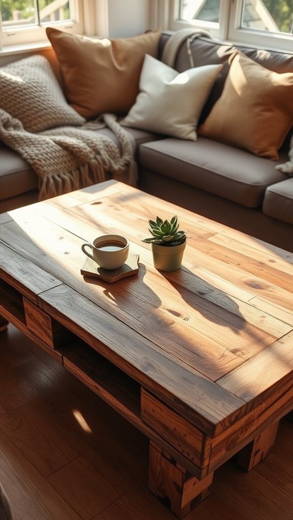 rustic wooden coffee table