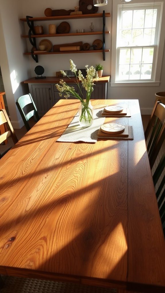 rustic wooden dining table