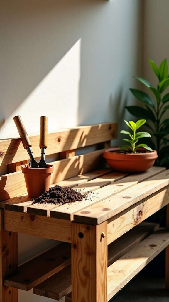 rustic wooden garden workspace