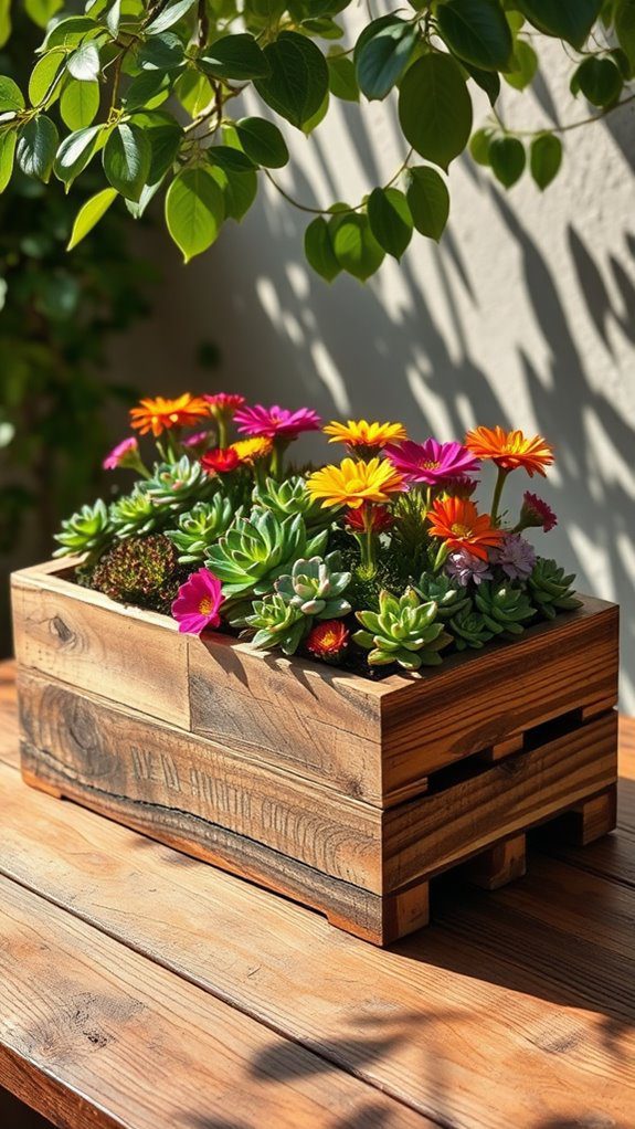 rustic wooden planter box