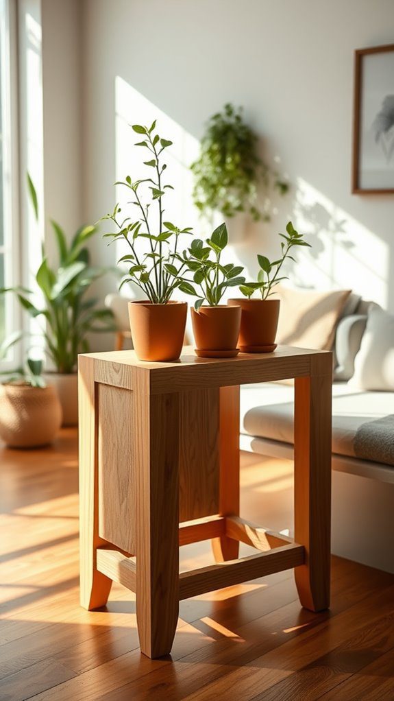 stylish wooden plant display