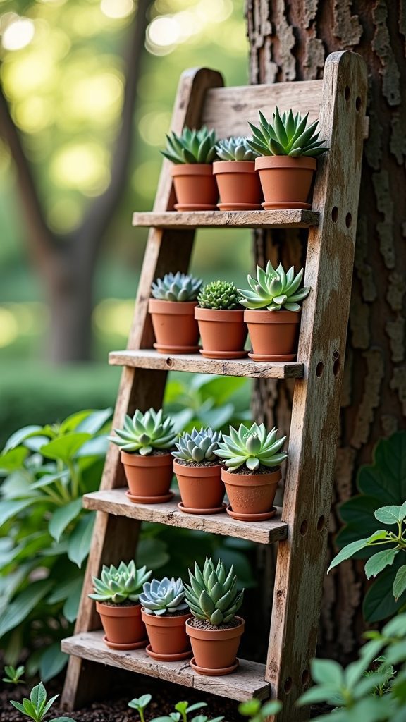 succulent gardening shelving ladder