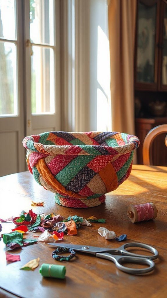 upcycled fabric rope bowl