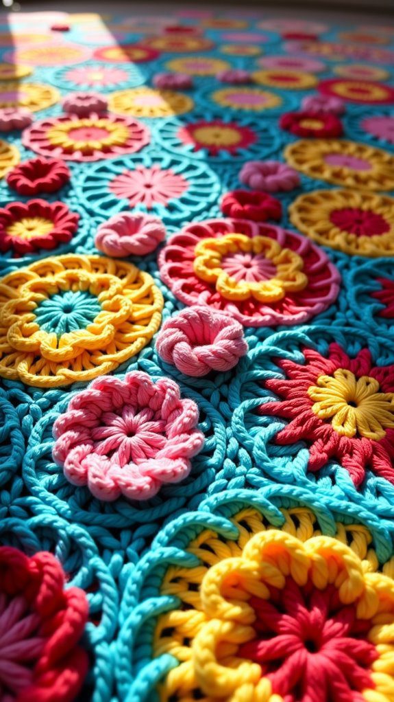 vibrant pixelated textile art