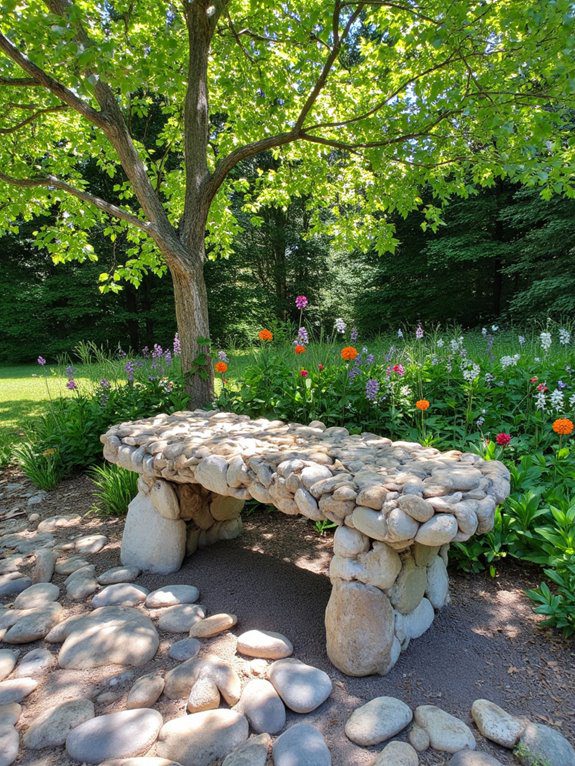 build a river rock bench