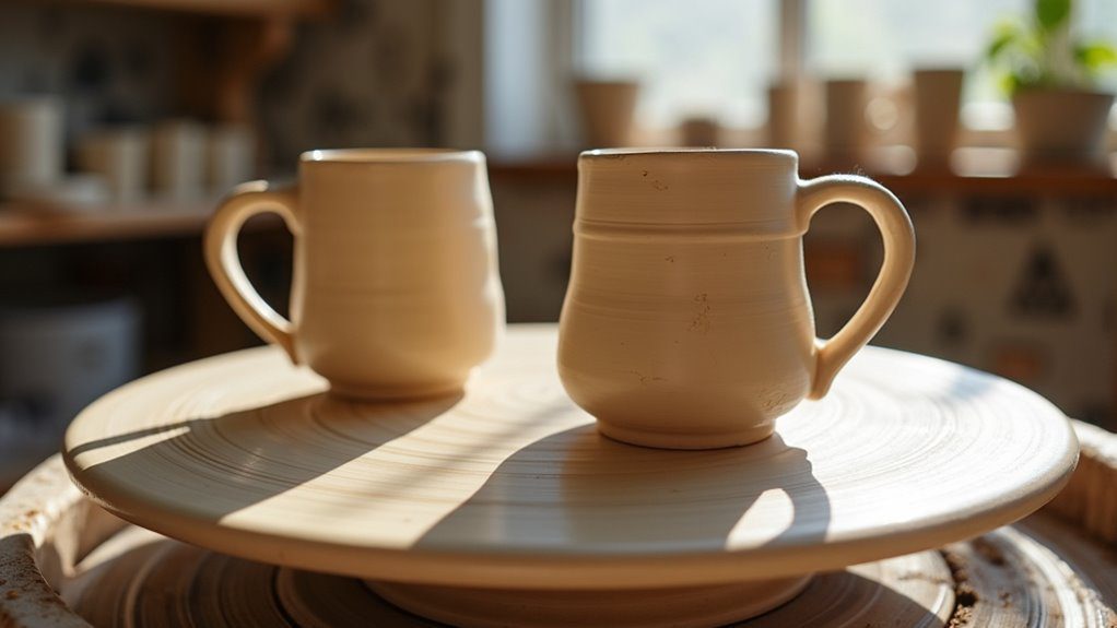 ceramic mugs being crafted