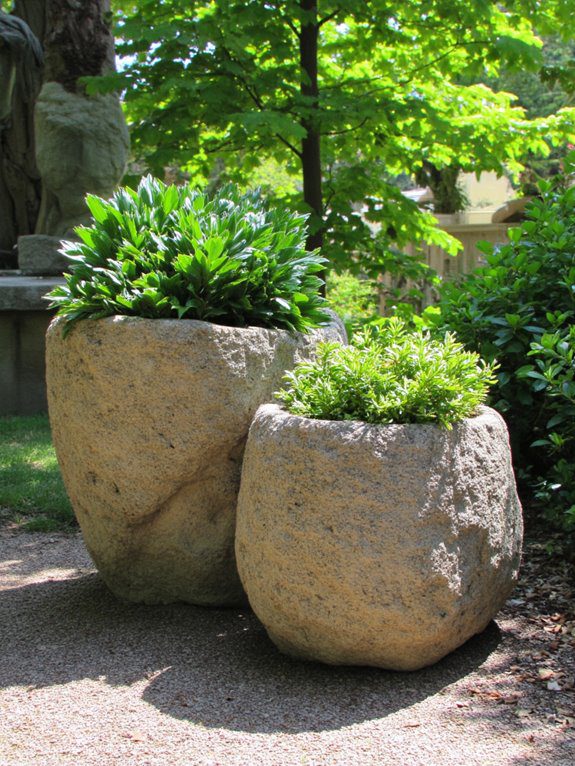decorative stone garden planters