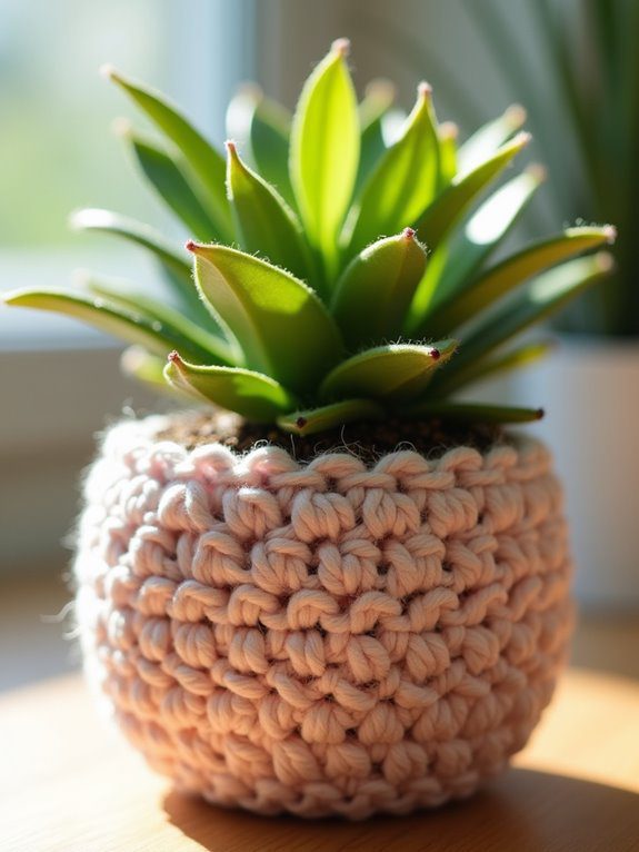 diy crochet flower pot