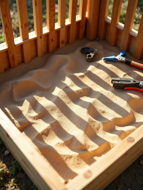 sandbox with slatted roof