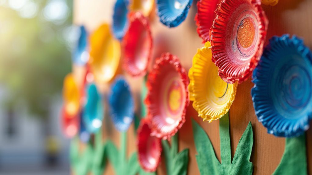 showcasing completed paper flowers