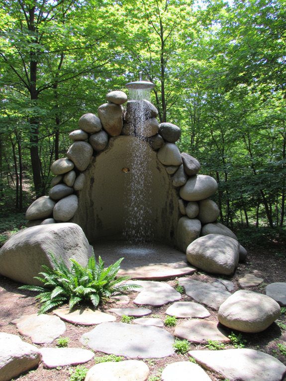 stone outdoor shower oasis