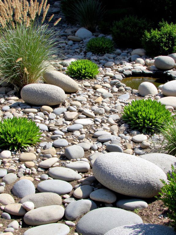 vibrant plants arranged rocks