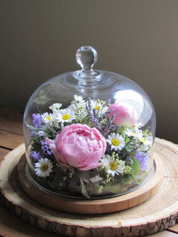 bloom filled cloche centerpiece creation