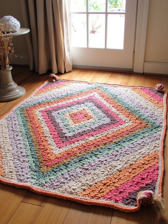 bold geometric crochet rugs