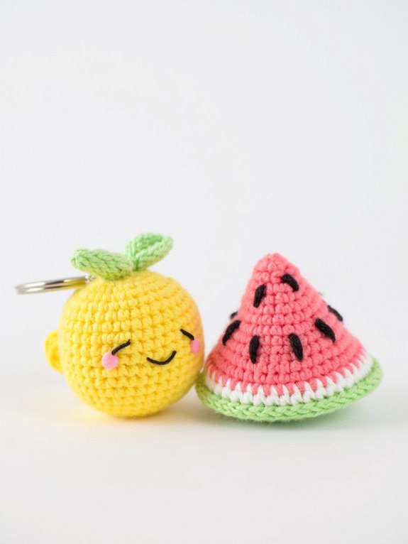 cheerful fruit slice keychains