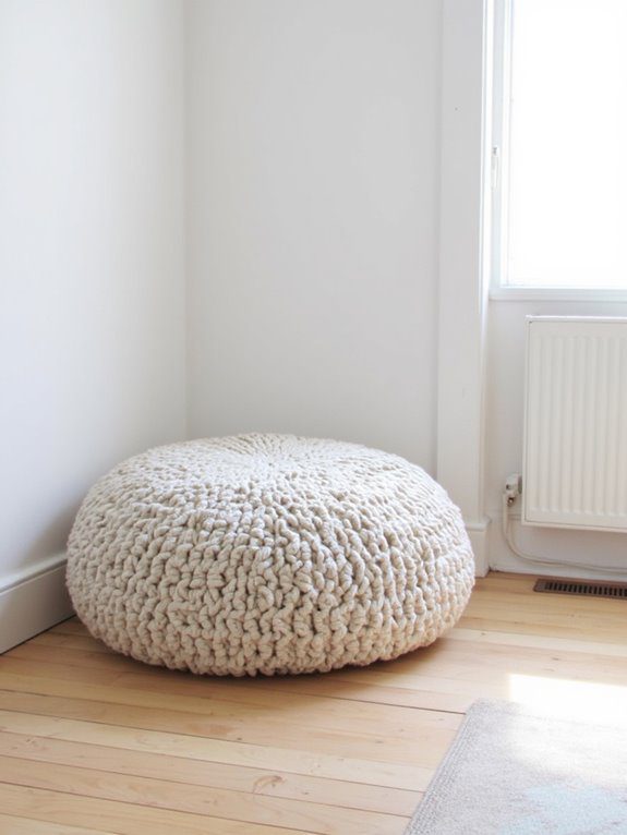 chunky crochet floor poufs