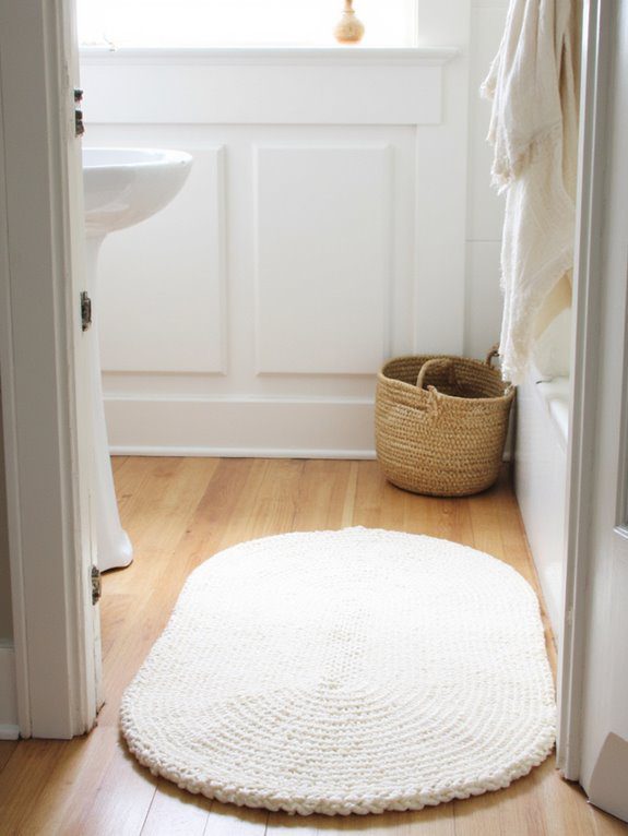 chunky oval bathroom mat
