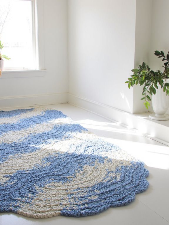 coastal blue ripple rug