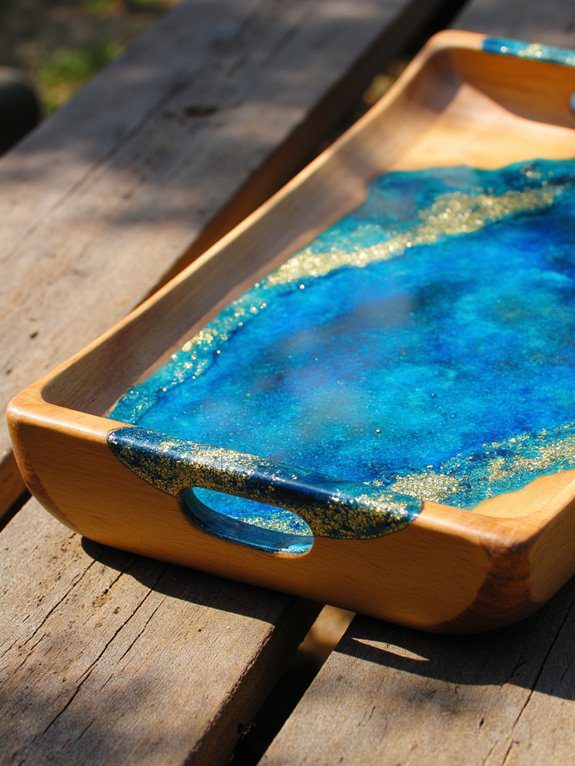 colorful resin art tray