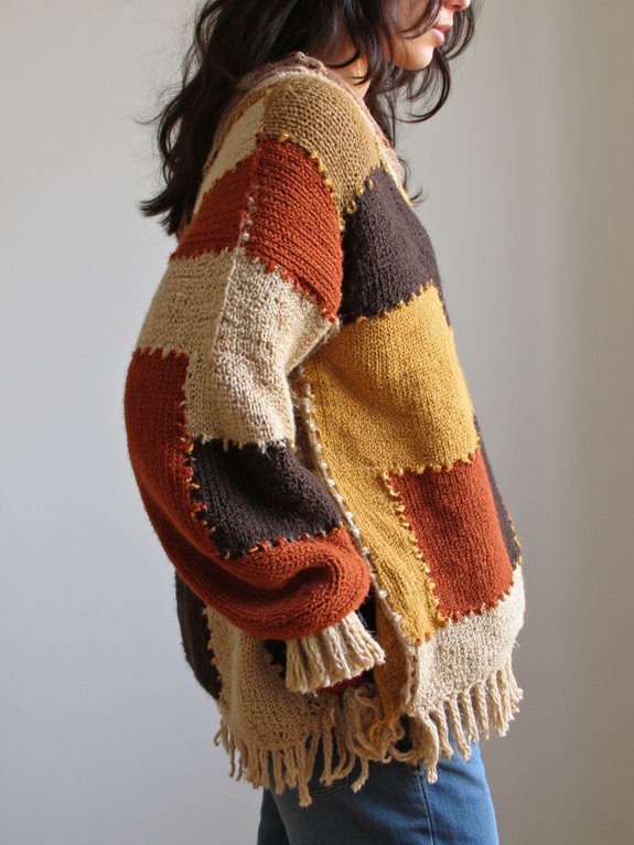 cozy oversized patchwork sweater