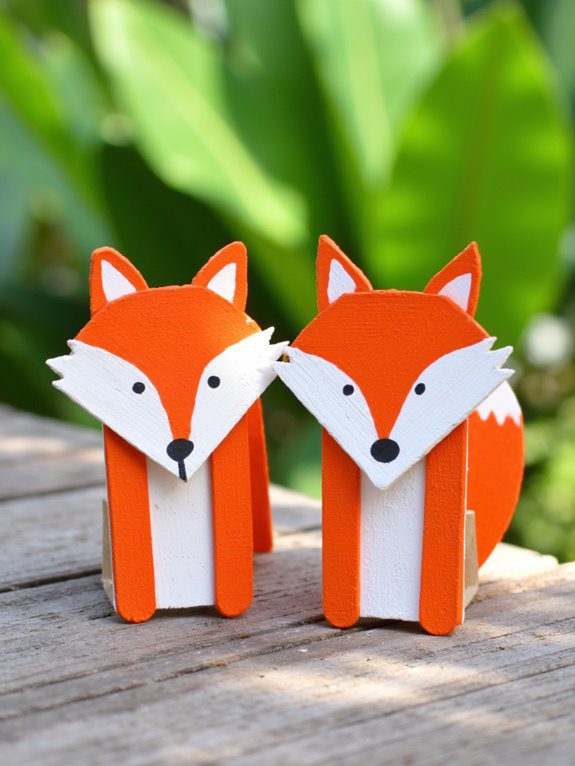 crafty popsicle stick foxes