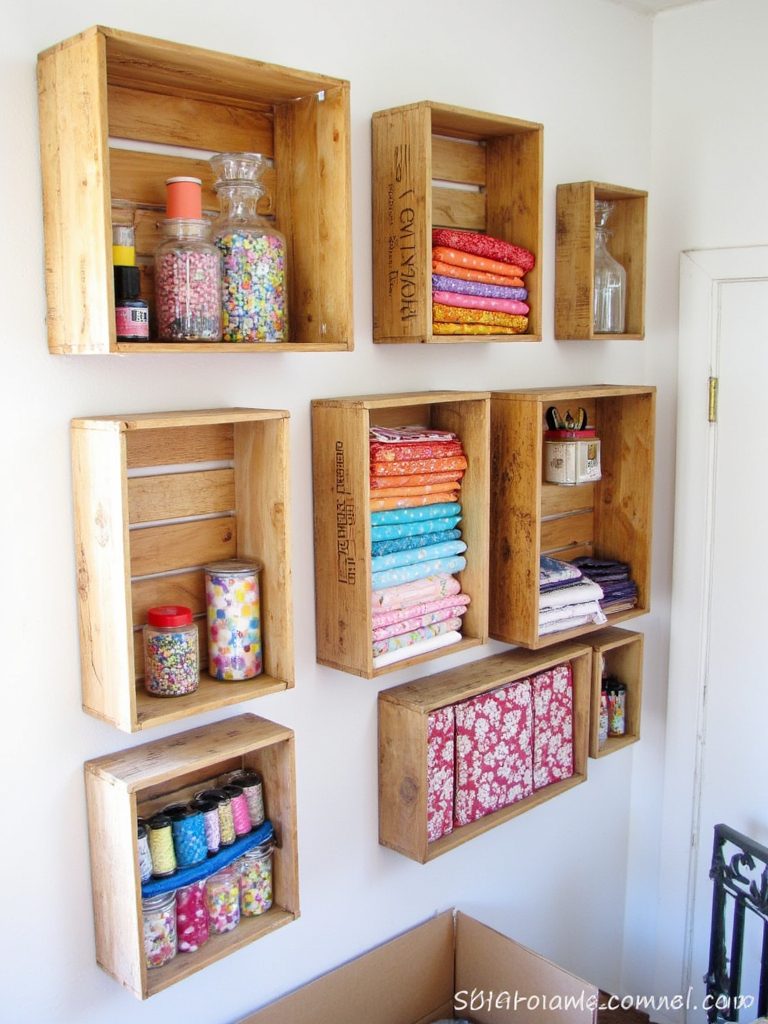 diy budget friendly crate shelves