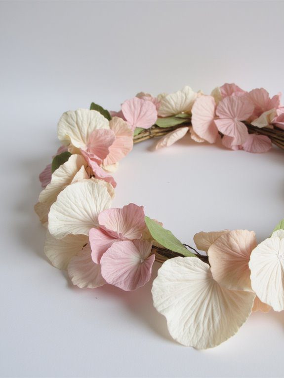 dried hydrangea wreath creation