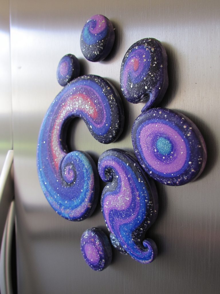 galaxy themed clay magnets