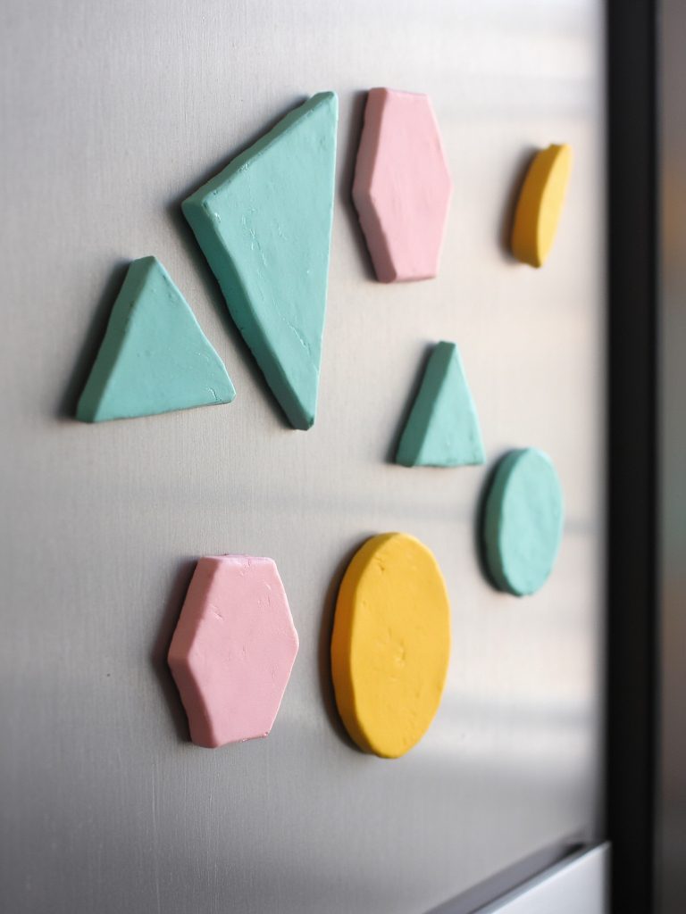 geometric clay fridge magnets