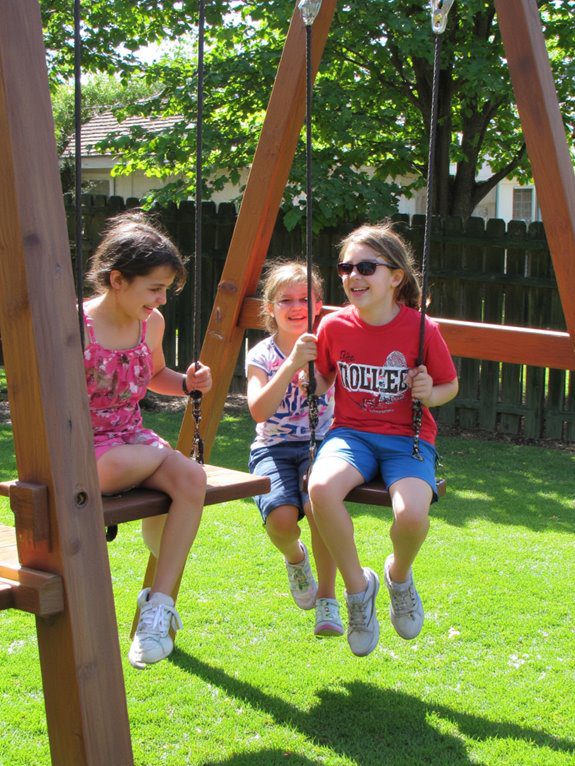 group fun on swings