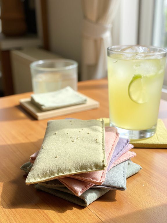 hand stiched summer drink coasters