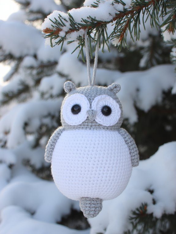 handmade snowy owl ornament