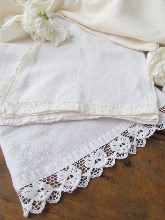 lace enhances linen patchwork