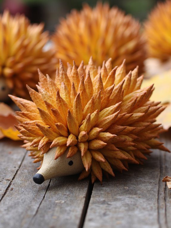 leaf print hedgehog craft