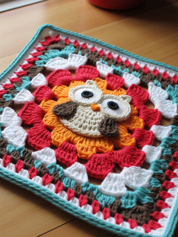 owl themed granny square crochet