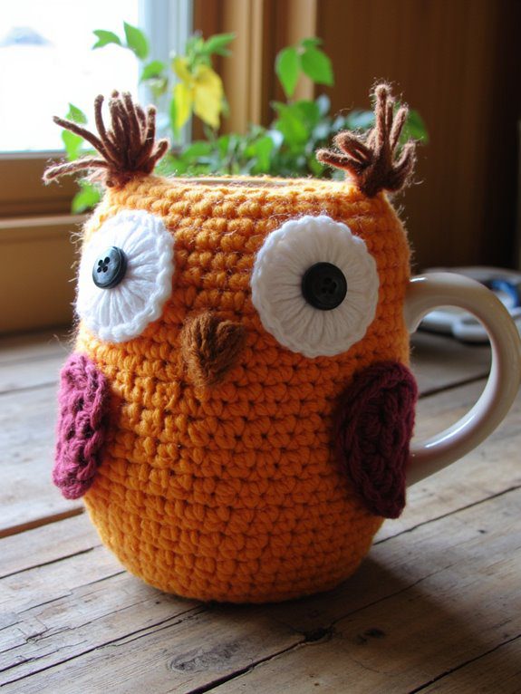 owl themed mug cozy pattern