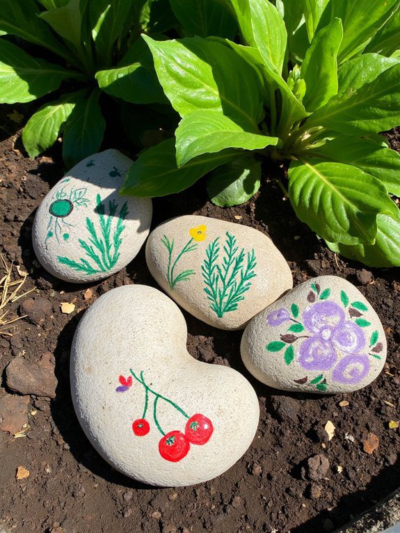 painted rock garden markers