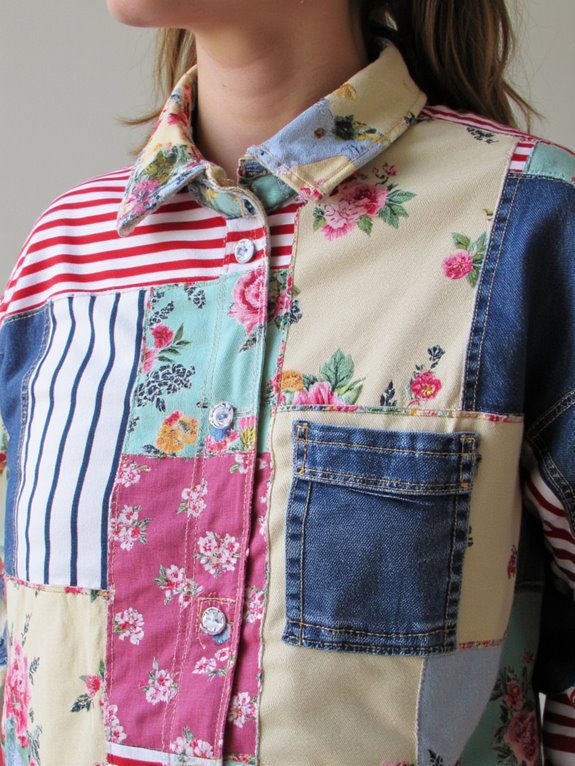 patchy retro button up shirt